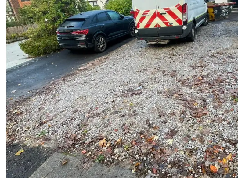 Before: Loose gravel to grey resin - S P Groundworks & Driveways