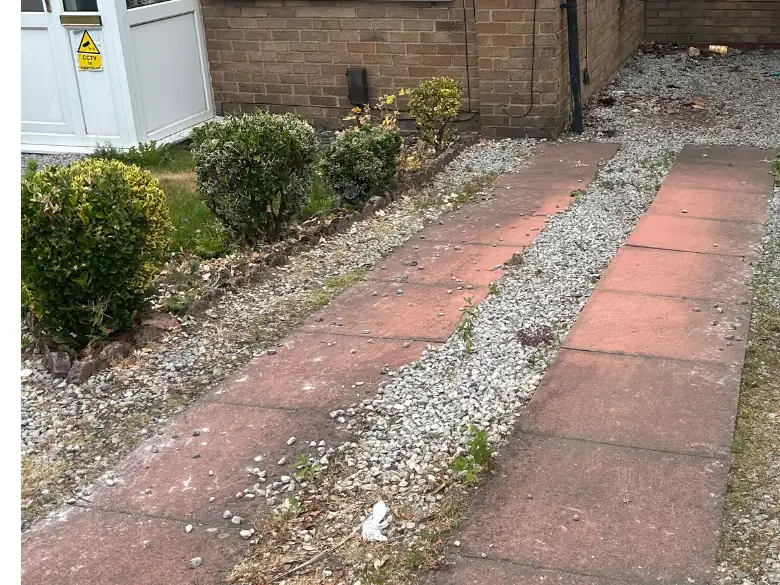 Before: Gravel and path to cream resin - S P Groundworks & Driveways