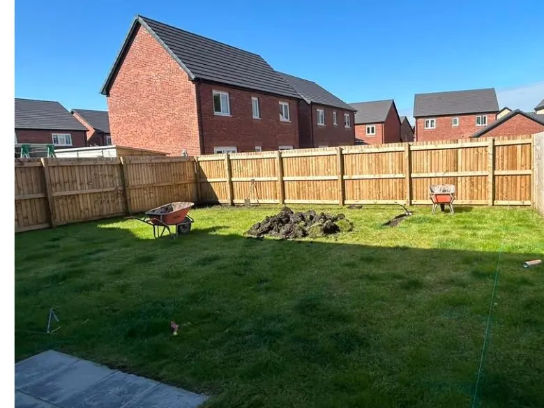 Before: New-build lawn to porcelain patio - S P Groundworks & Driveways