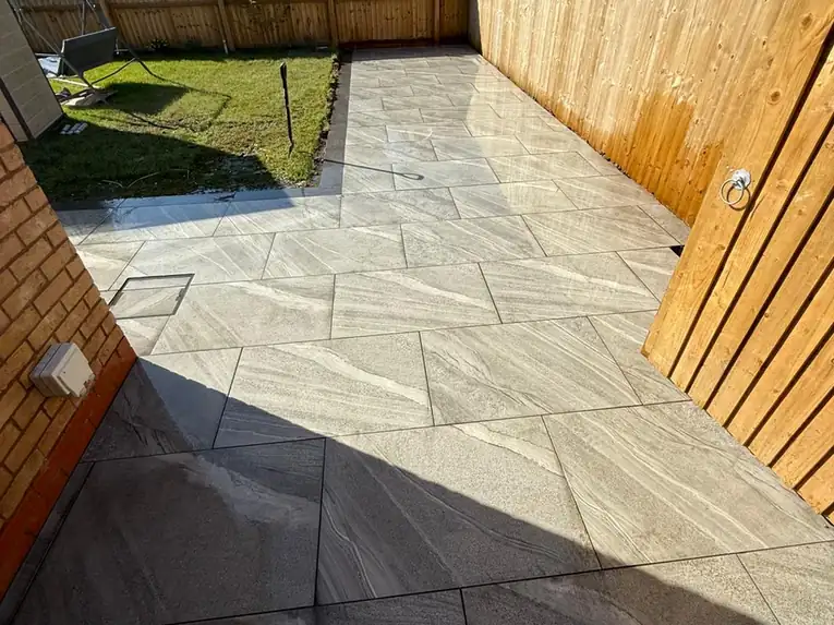 Porcelain by S P Groundworks & Driveways - Large-format porcelain on a new build